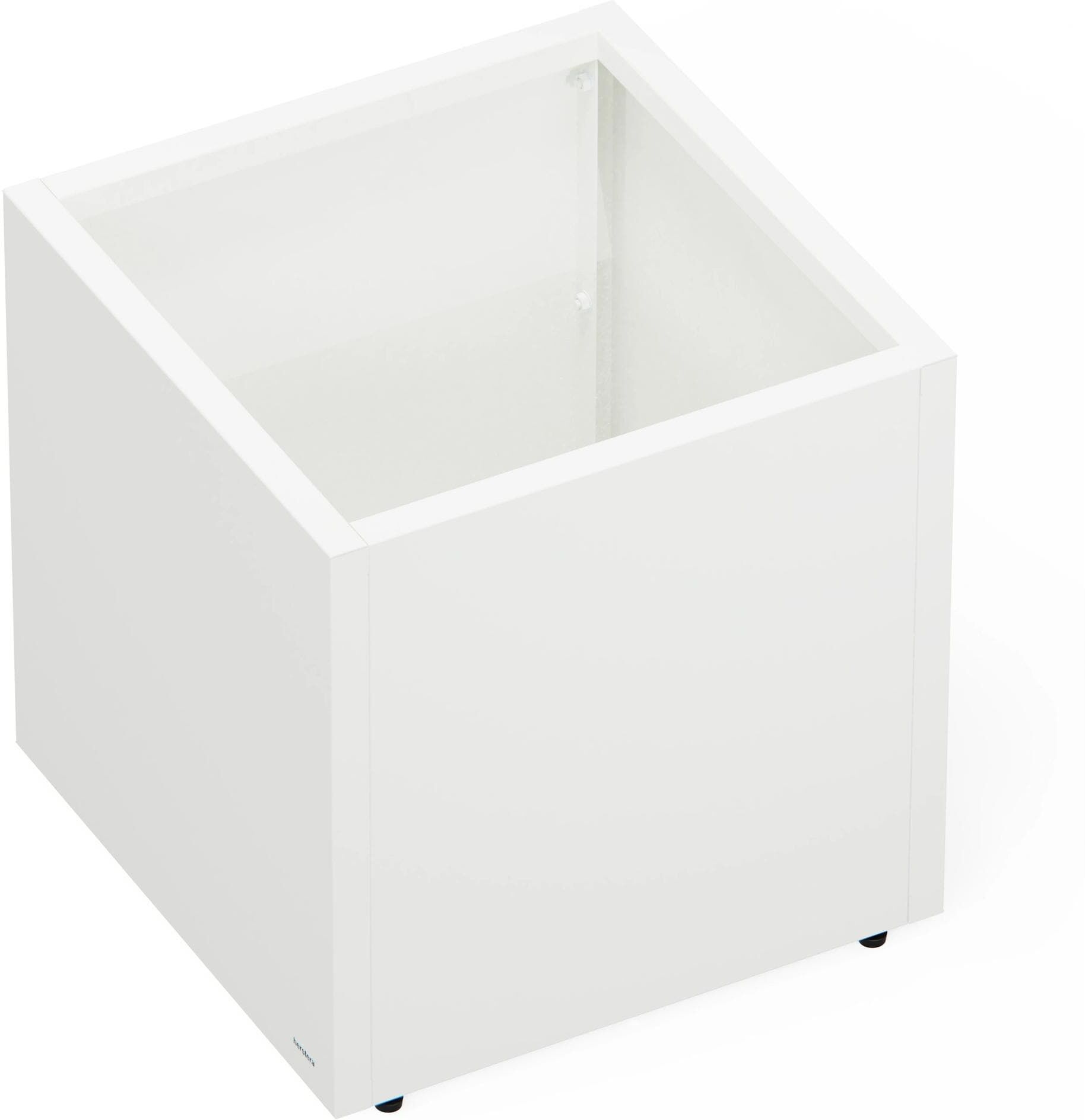 Pflanzkübel HERSTERA GARDEN "Cube 50 cm Moon White", weiss (weiß), B:50cm H:50cm T:50cm, Stahl, Pflanzgefässe, Pflanzkübel weiß B/H/T: 50cm x 50cm x 50cm