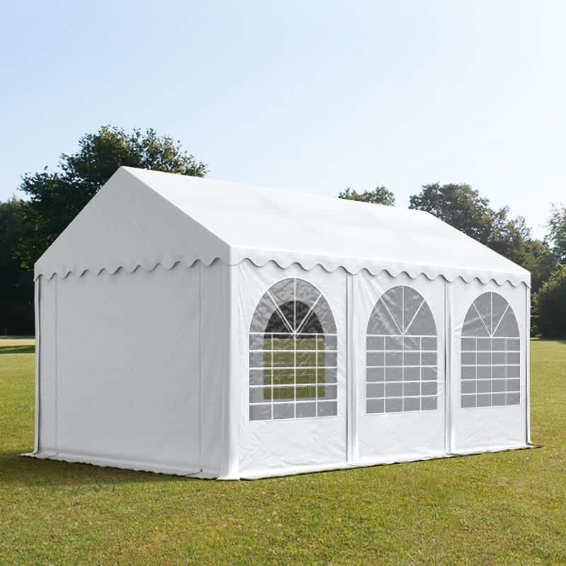 TOOLPORT 10x20 ft 8.5 ft Sides Party Tent w. Base Frame, PVC 800, White - (7662BL)