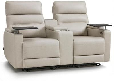 MCombo Wall Hugger Power Reclining Loveseat Sofa with Console and Outlets, Armrest Storage, 360° Swivel Tray Table, USB & Type C Ports