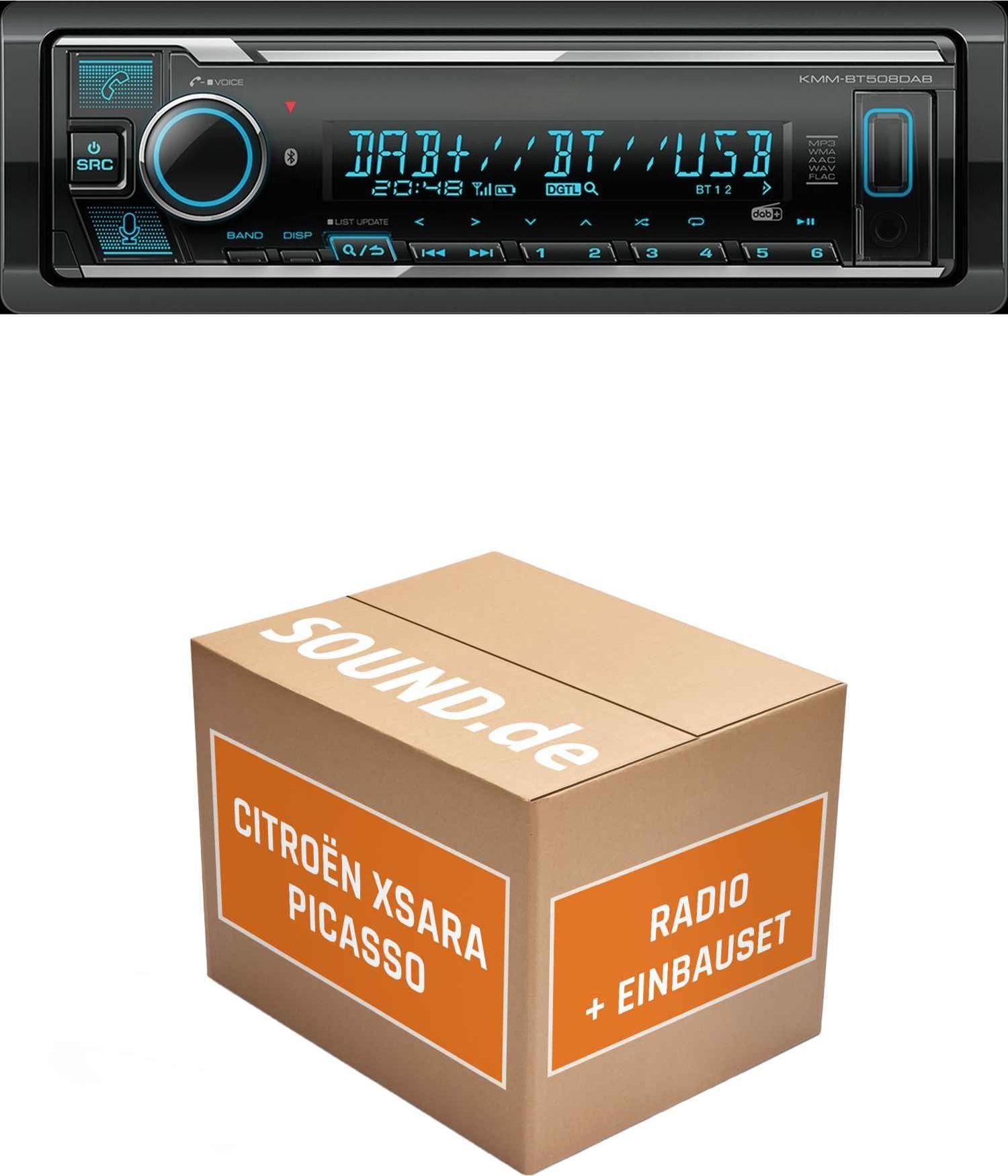 Autoradio Einbaupaket Kenwood KMM BT508DAB passend für Citroën Xsara Picasso + Facelift | Bluetooth Telefonieren DAB+