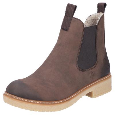 Winterstiefelette RIEKER, Damen, Gr. 42, braun (braun used), Elastischer Einsatz, Lederimitat, Schuhe Winterstiefelette, Chelseaboots, Used-Look, mit Innenreißverschluss und Stretcheinsatz