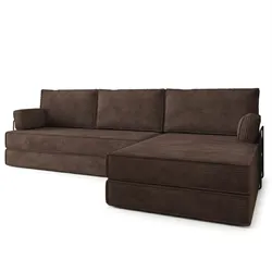 ECKSOFA ANKO modulares Boneless Sofa mit Schlaffunktion Braun Kordstoff