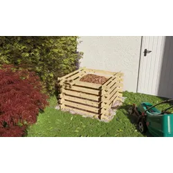 Komposter aus Holz - 120 x 120 x 70 cm – Holzkomposter aus Kiefernholz – Steckkomposter für einfache Montage – Gartenkomposter für Gartenabfälle