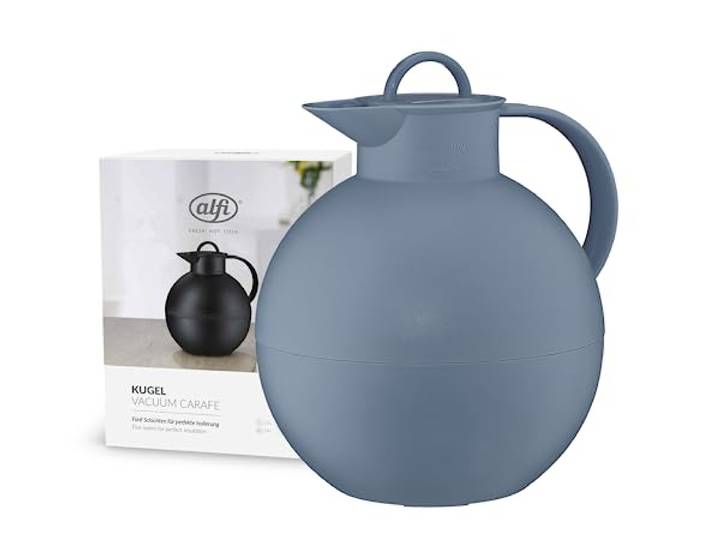 alfi KUGEL 0\,94 l\, vintage indigo mat\, pichet isotherme en plastique avec avec intérieur hygiénique en verre trempé\, bouchon vissé\, pièce de designer\, idéal comme cafetière\, théière\, sans BPA