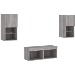 Helloshop26 - Multimedia-TV-Möbel TV-Regal Sideboard TV-Schrank Esszimmer- Wohnzimmer- Schlafzimmer-Wandmöbel x 4-teilig mit grauen 02_0028226