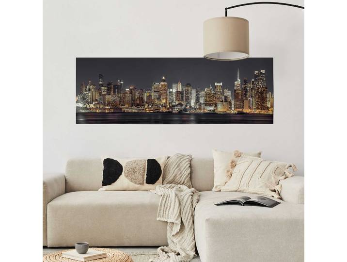 Poster Horizon nocturne de New York Matériau : Papier Motif : Villes & architecture Multicolore/Multicolore 53 x 158 x 0cm