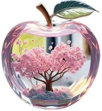 Inspired Living Cherry Blossom Apple Acrylic Desktop Ornament For Home Office Decor Cherry Blossom Apple Acrylic Desktop Ornament For Home Office Decor