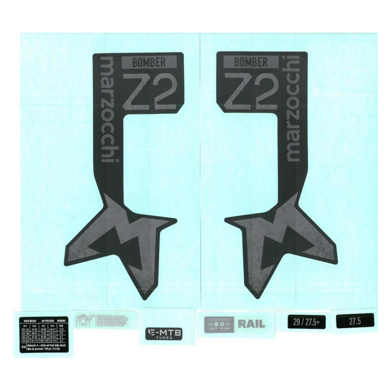 Fox Decal Kit: Marzocchi 2024, Bomber Z2/Bomber Z2 E-Tuned, Neutral Matte Black Logo FK (803-01-980)