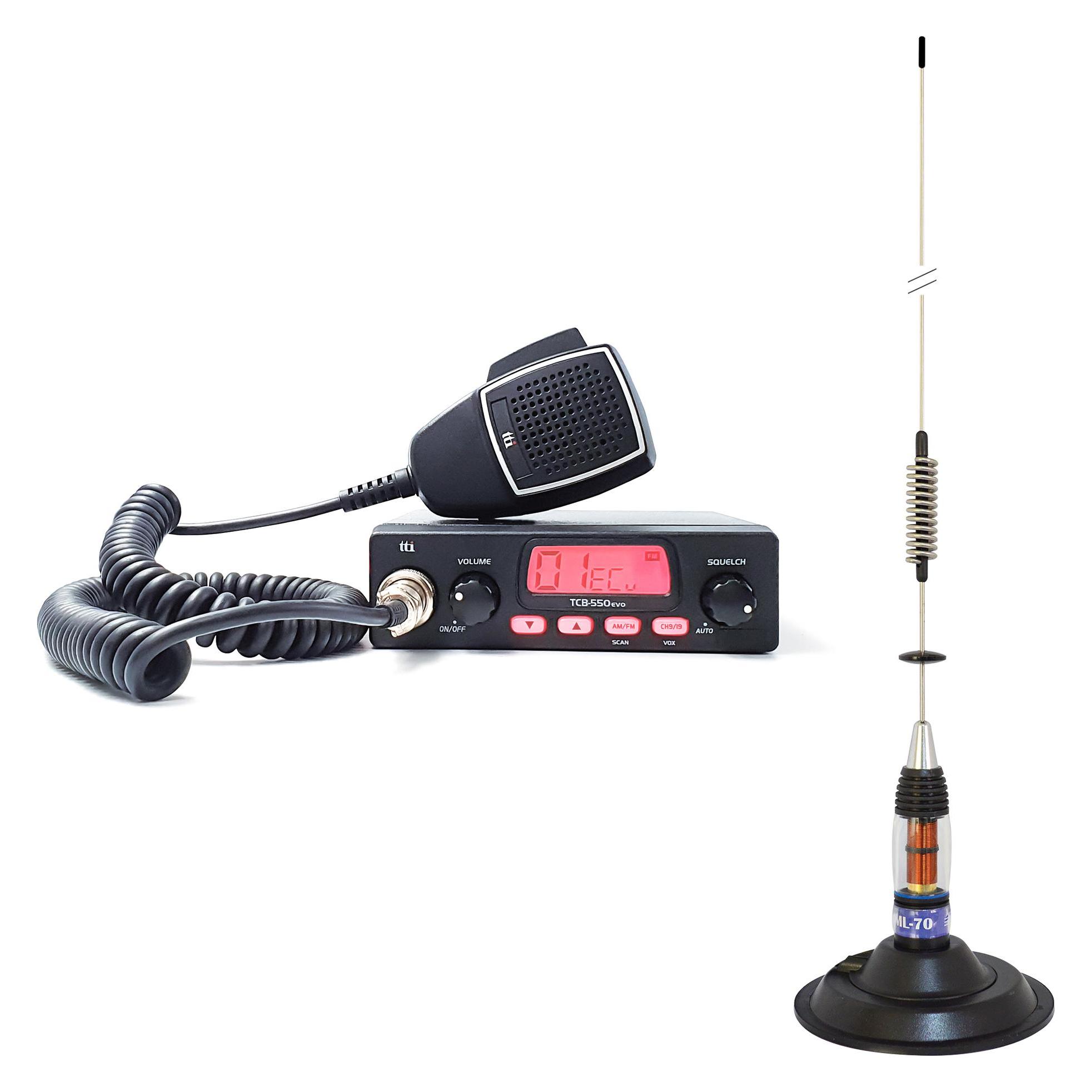 Aim TTi CB TTi TCB-550 EVO Funkpaket + PNI ML70 Antenne mit Magnet, 70 cm, 26-30 MHz, 200 W (43698521)
