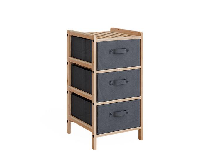 Vicco Kommode Bruno Grau 34.5 x 67 cm mit 3 Stoffschubladen, Holzwerkstoff, Rechteckig, 34.5x67x36.5 cm, Badezimmer, Badezimmerschränke, Midischränke
