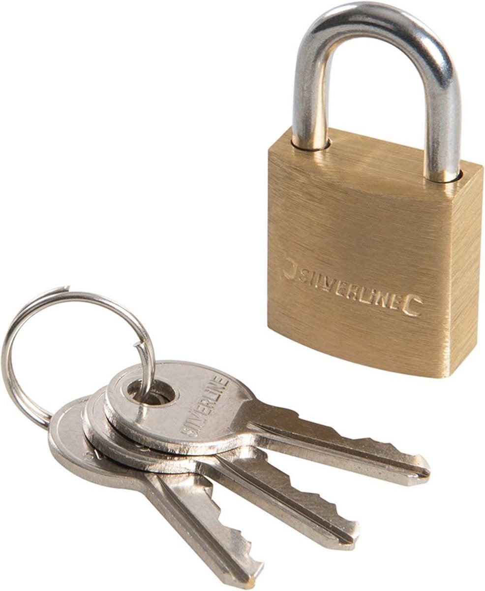 Silverline MSS02 messing hangslot 30 mm met 3 sleutels