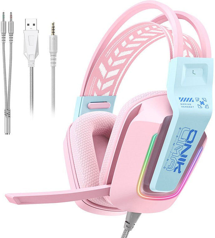 ONIKUMA X13 Gaming Headset - RGB - Lyserød