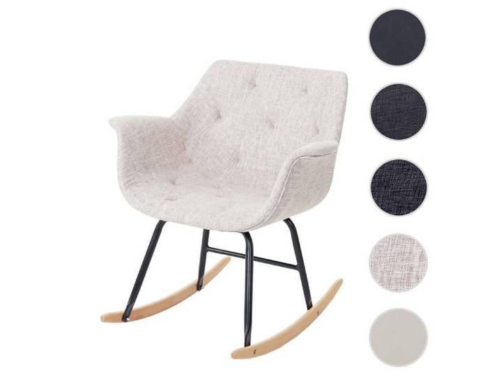 Fauteuil à bascule Malmö T820 rocking-chair fauteuil basculant relax ~ tissu crème/gris