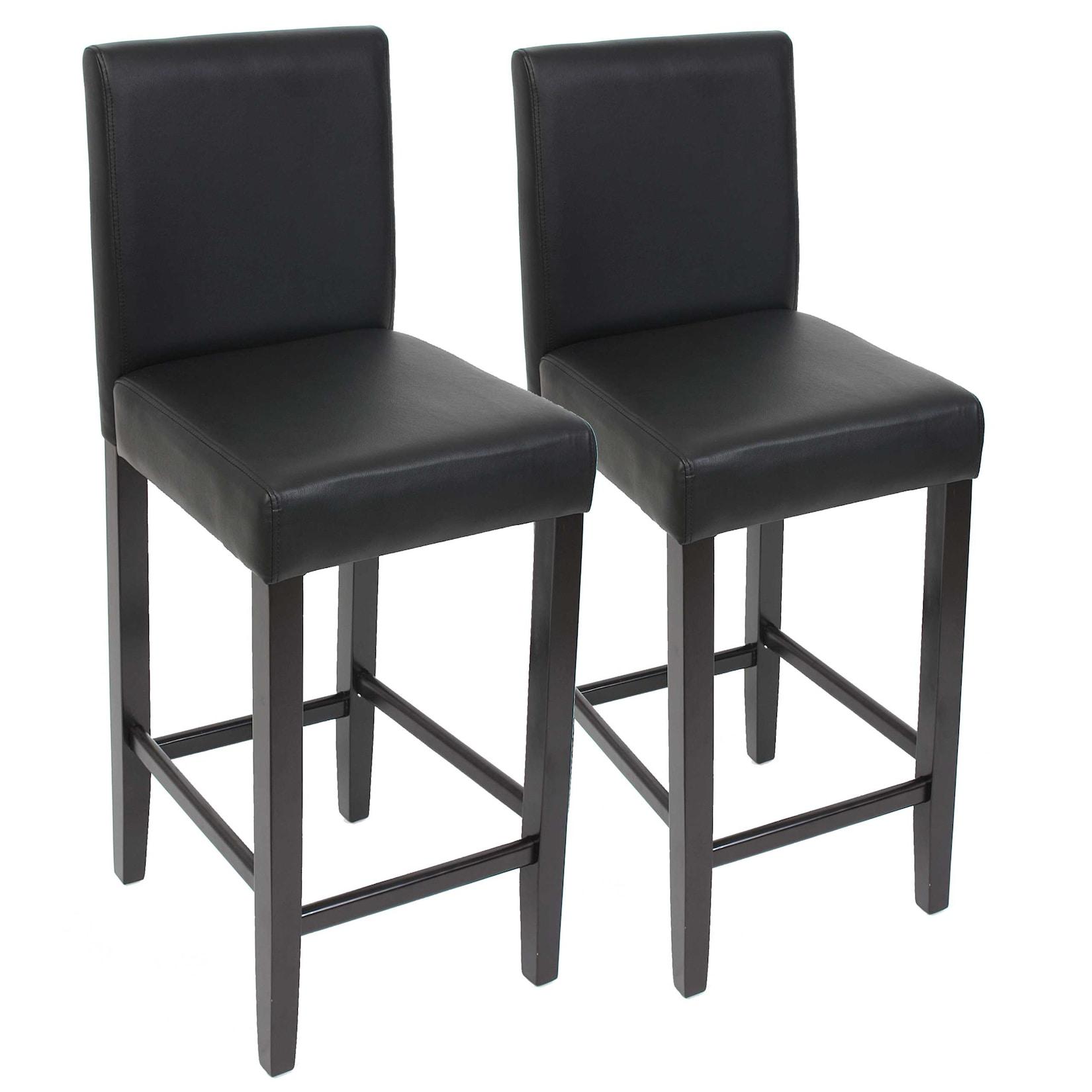 2er-Set Barhocker Cesena Kunstleder ~ schwarz, dunkle Füße
