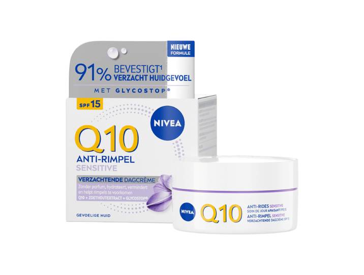 NIVEA Q10 POWER Sensitive Anti-rimpel Dagcrème - Gevoelige huid - SPF 15 - Met Q10, creatine en zoethoutextract - 50 ml