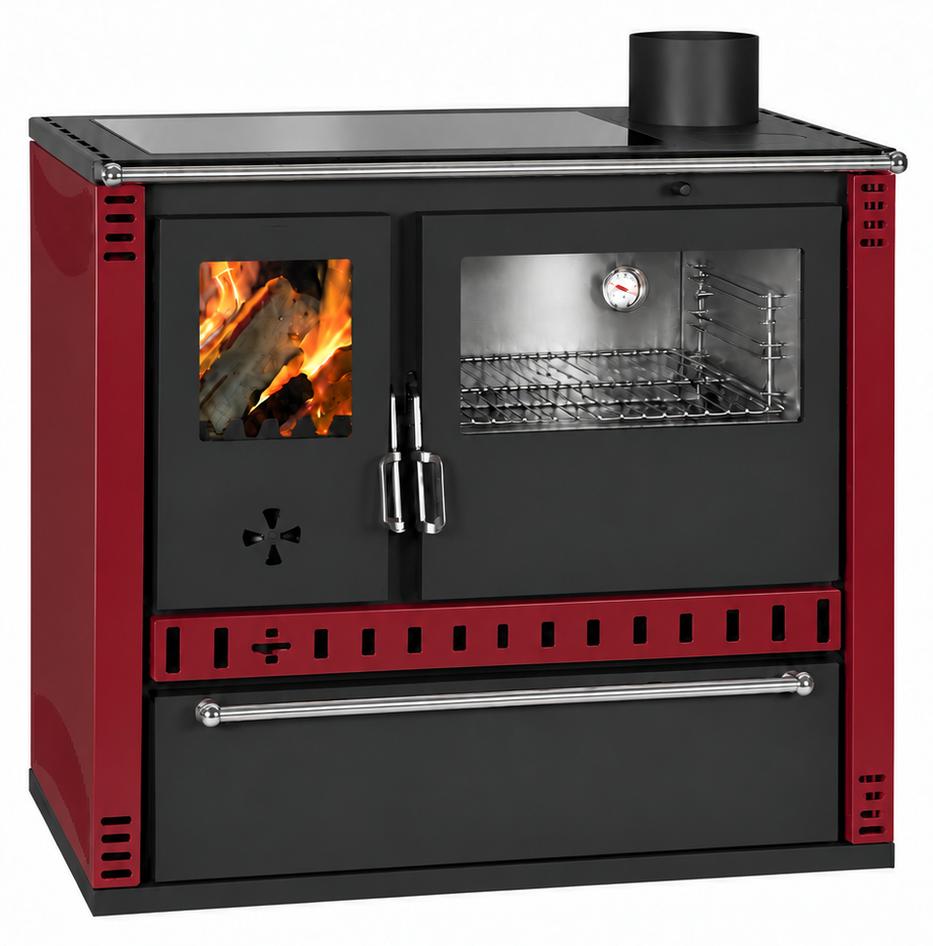 Holzherd PRITY GTD FI G DR 10,9 kW, Bordeaux, Backofen rechts