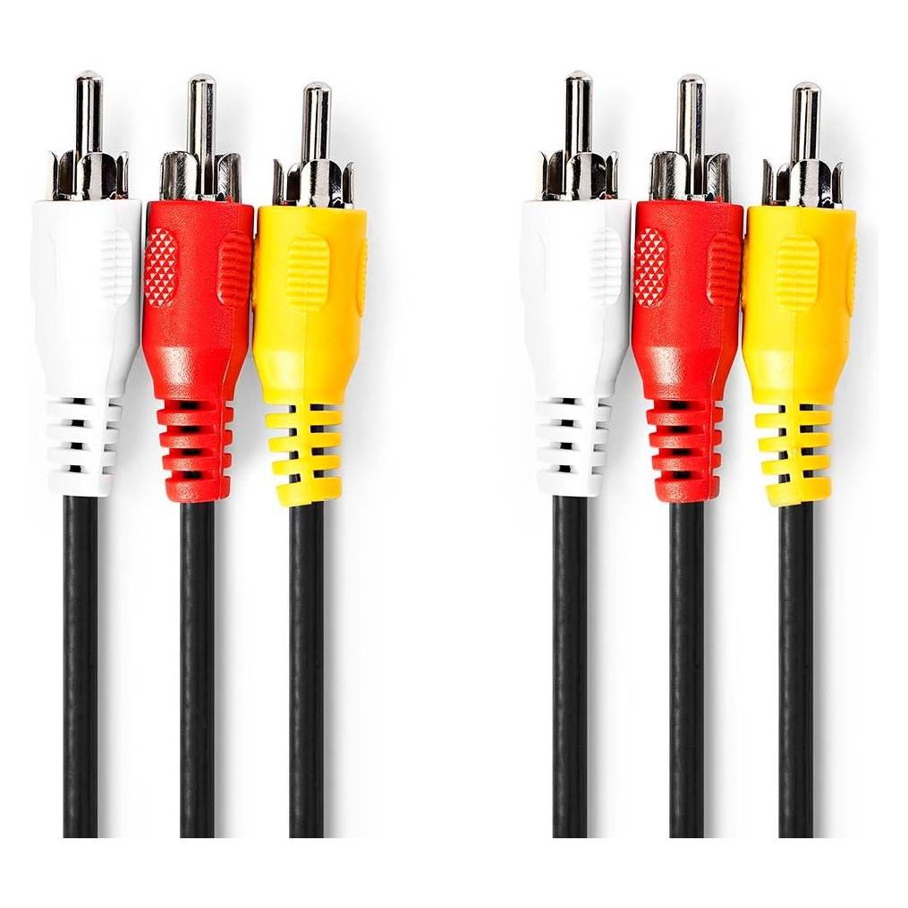 Nedis Composite-Videokabel | 3x Cinch-Stecker | 3x Cinch-Stecker | Vernickelt | 480p | 2.00 m | Rund (2 m) (CVGL24300BK20)