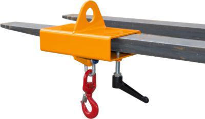 Lasthaken für Gabelstapler und Kran Bauer LH-I 2, mit Wirbel, Traglast 2000 kg, orange RAL 2000