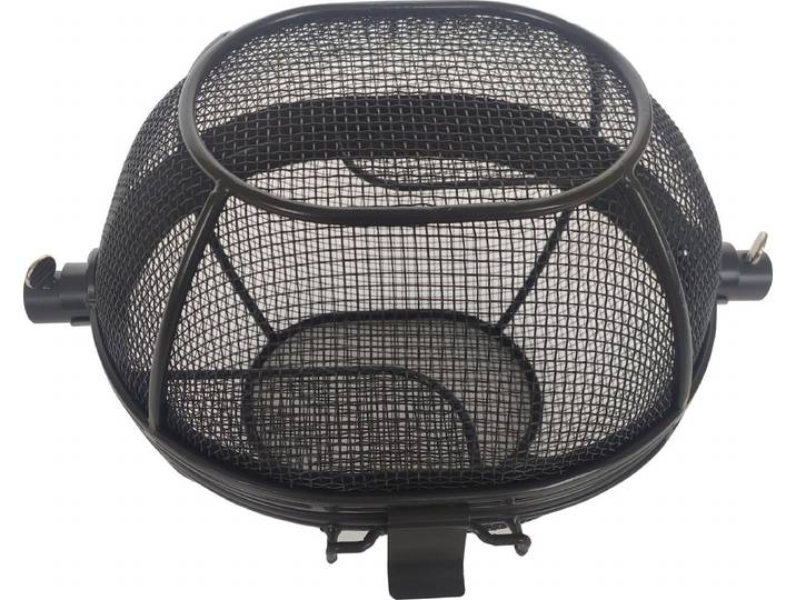 BBQNovation Compacte Grillmand voor Draaispit / Rotisserie – Universele BBQ Mand tot Ø12 mm – Ideaal voor Friet\, Groenten & Zeevruchten – Compact formaat: meerdere mandjes of een mandje naast kip of vlees op het spit