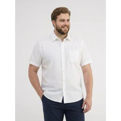 Streifenhemd LERROS "Lässiges Kurzarmhemd mit Streifenstruktur, große Größen", Herren, Gr. 5XL, Normalgrößen, weiß, 100% Baumwolle, Hemden
