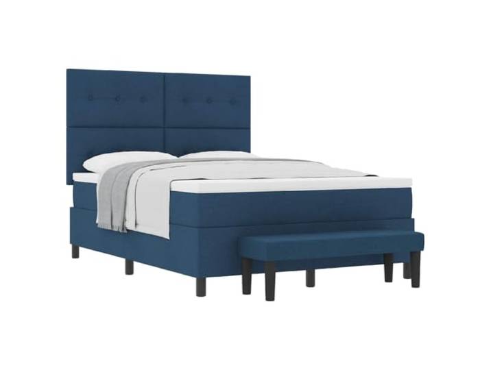 KKgypkn Boxspringbett Stoff Blau 140x190 cm mit verstellbarem Kopfteil und mittelfester Matratze