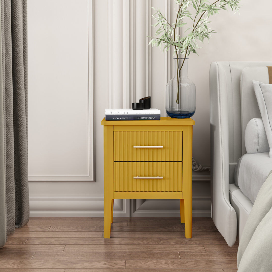 Fairmont Park Tharptown 45 cm W Bedside Table Mustard 60cm H X 45cm W X 36cm D