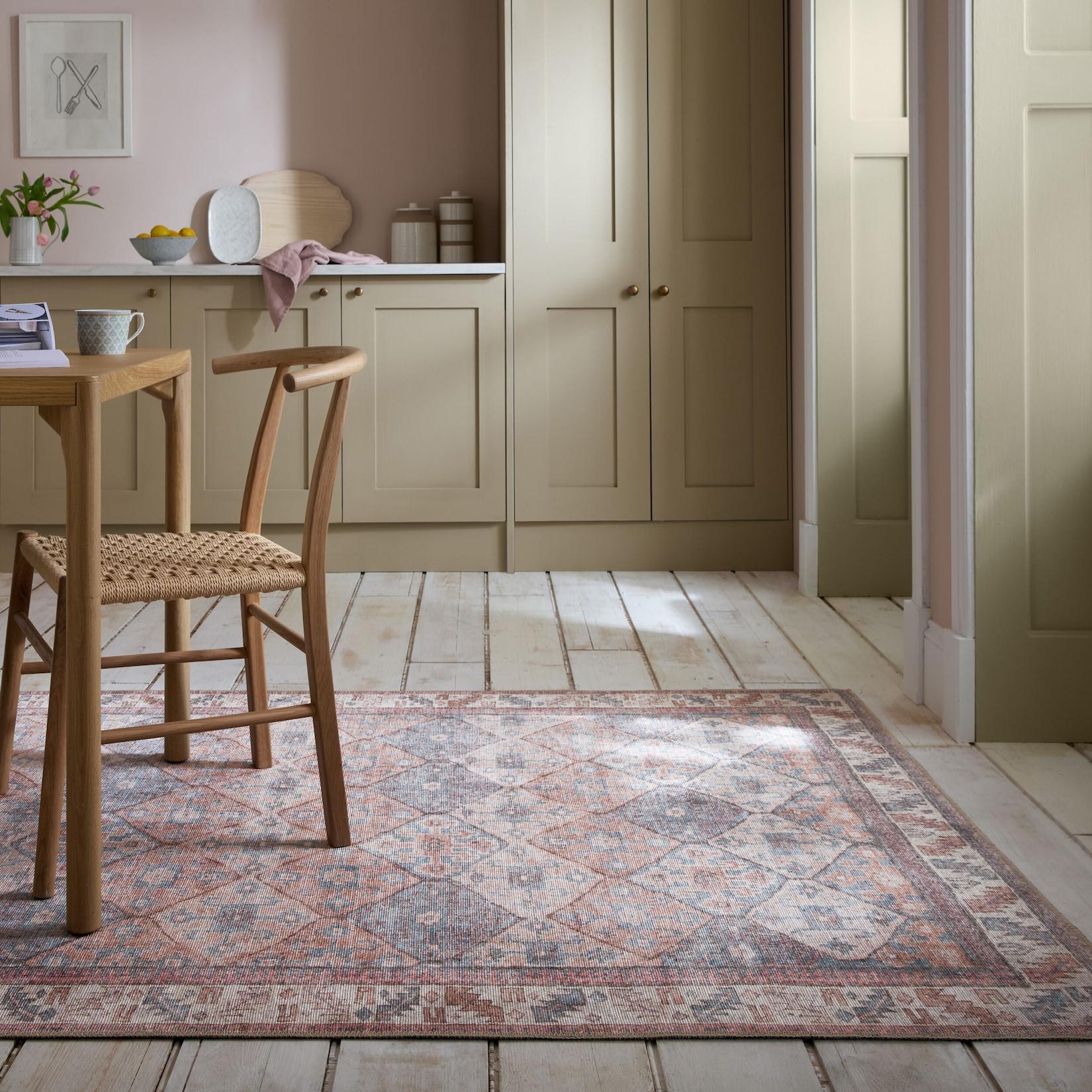 Teppich Rauten Rot-Natur 190 x 290 cm - HURST Kadima Design