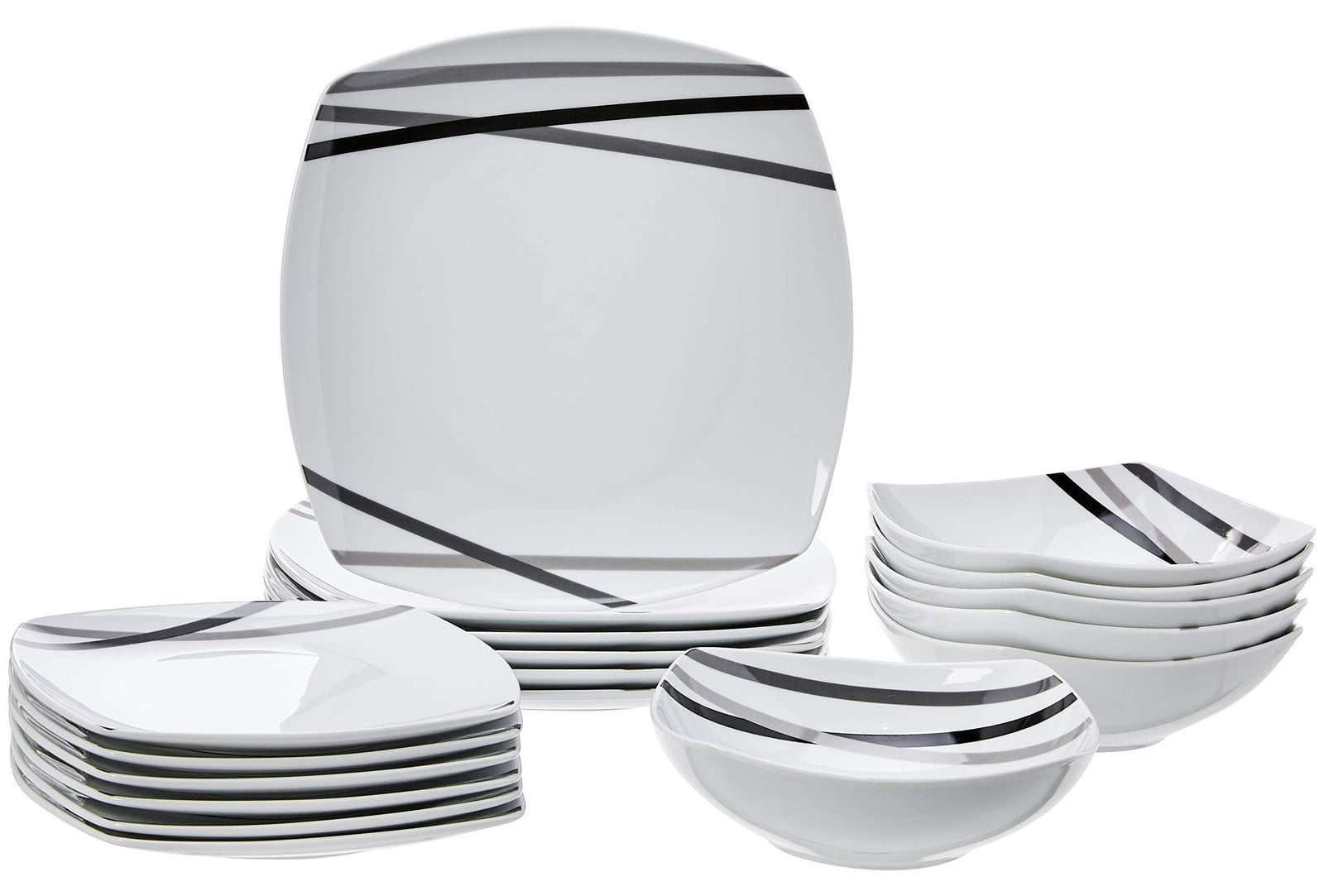 Amazon Basics servies voor 6 personen, 18 delen, modern design