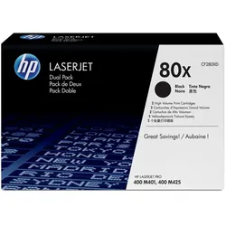 HP 80X 2er-Pack Schwarz Original LaserJet Tonerkartuschen mit hoher Reichweite