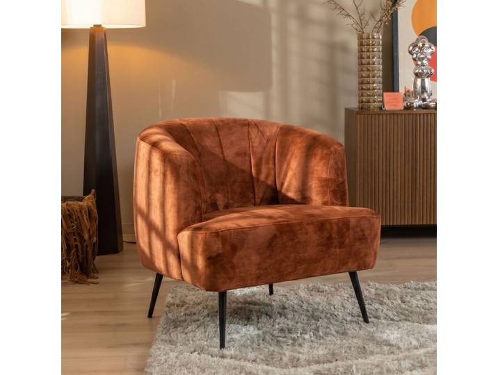 Bronx71 Samt Sessel Billy modern kupfer