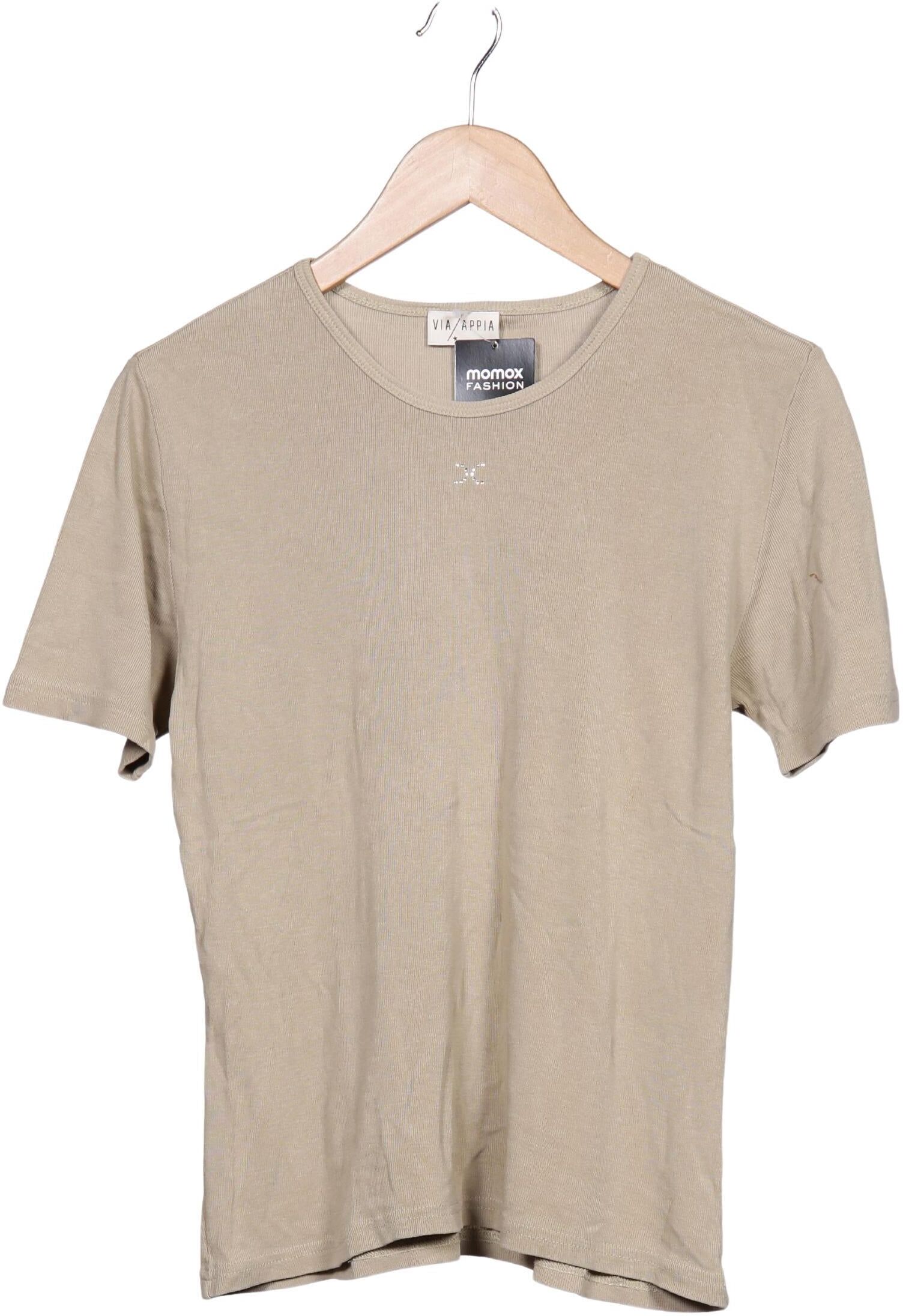 Via Appia DUE Damen T-Shirt, Beige, Gr. M, Baumwolle / Modal - Second Hand