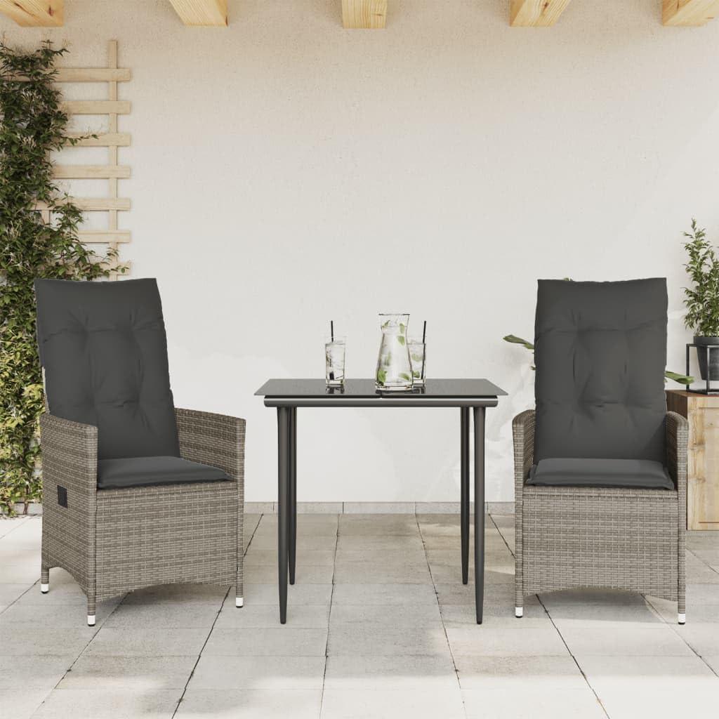 2 neigbare Gartenstühle aus grauem Polyrattan