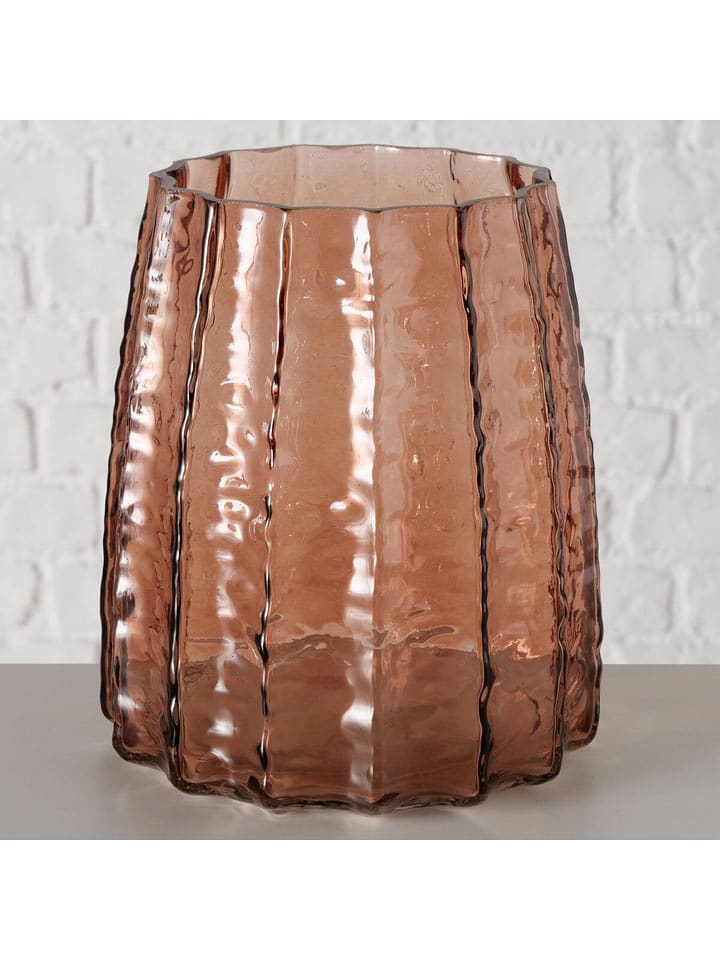 Boltze Windlicht "Pernilla" in Hellbraun - (H)20 x Ø 18 cm - onesize