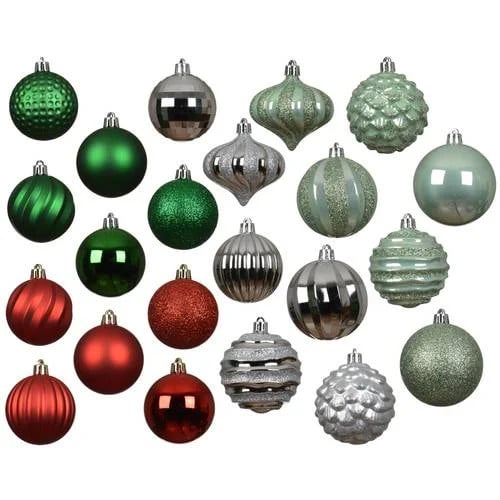 Decoris onbreekbare kerstballen met glitter mix