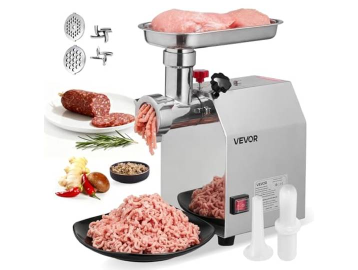 VEVOR elektrischer Fleischwolf mit 2,3 kg/min Kapazität, industrieller 600 W Tisch-Fleischwolf mit Klinge & Mahlplatte, Wurstmaschine, kommerzieller Fleischwolf aus Edelstahl für Küche Restaurant