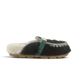 Mou für Damen. MU.FW431000D Winter Bio Slide Long Hair Ponyskin Hausschuhe aus Fell, grün (40), Leder, Wohnung, Keine, Heimtextilien