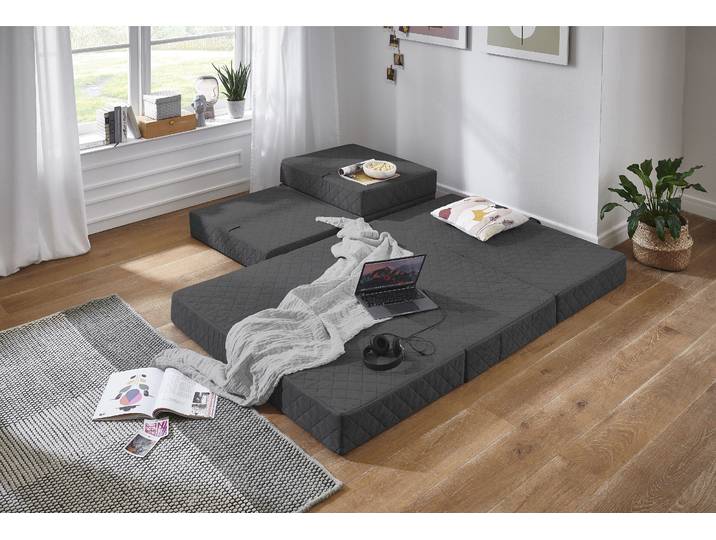 Sessel OTTO HOME Lenny , grau (anthrazit), B:75cm H:44cm T:65cm, Sessel, Sessel, Sessel als Faltmatratze mit GästeSchlaffunktion
