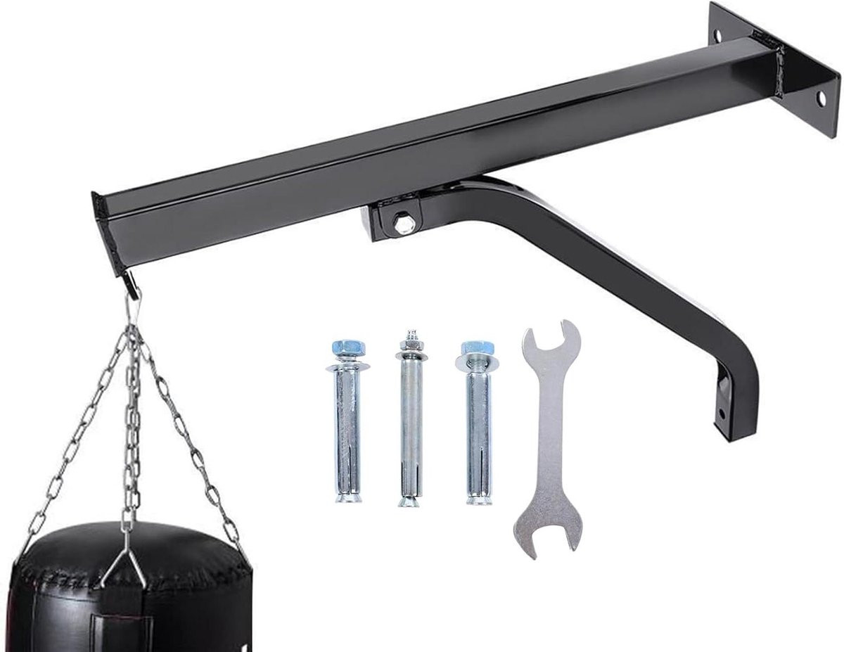 Zwarte Wandhouder Bokszak Montagebeugel voor Fitness Training - 52,5 x 18,5 cm