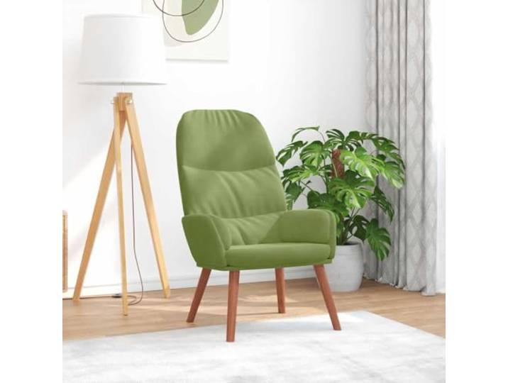Relaxsessel Hellgrün Samt mit Holzfüßen, gepolstertem Sitz und Rückenlehne Samtbezug, Sperrholz und Metall, dicke Polsterung, Holzfüße, Wohnzimmer oder Büro
