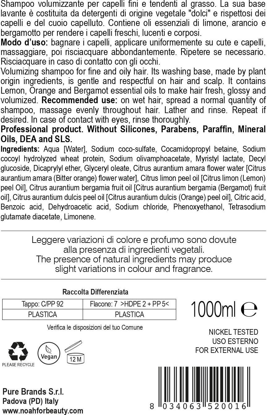 Noah Champú Voluminizador con Cítricos Hair 1.1 1000 ml