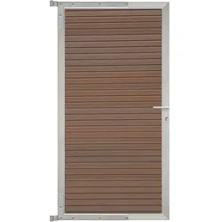 T&J  WAREN-Tor-Komplettset  90  x  173  cm,  Füllung  teak,  Rahmen  silber