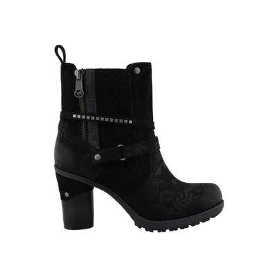 Stiefelette MUSTANG SHOES "Mode-Stiefel", Damen, Gr. 38, wärmend, schwarz, Lederimitat, Textil, Schuhe Stiefelette, Blockabsatz, Boots mit Zierreißverschluss und Zierriemchen