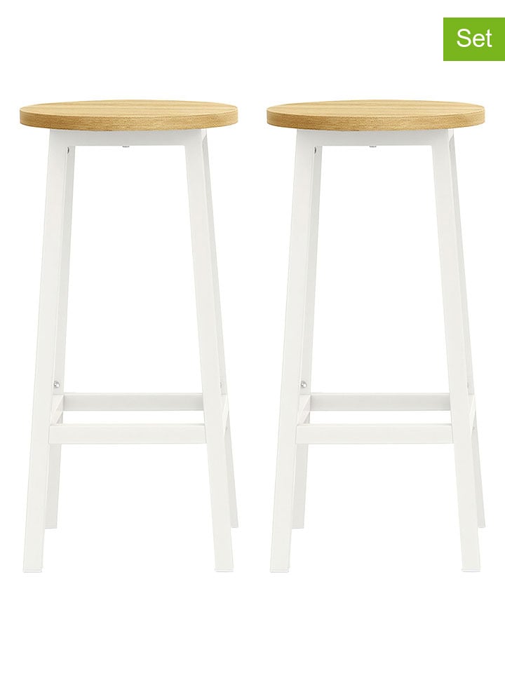 Songmics 2er-Set: Barstühle in Beige/ Weiß - (H)64 cm - onesize