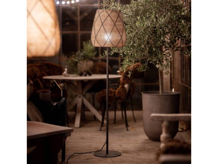 PR Home Terrassenlampe Agnar Lollo, grau, Rattanoptik, 154cm Lollo, schwarz, Metall