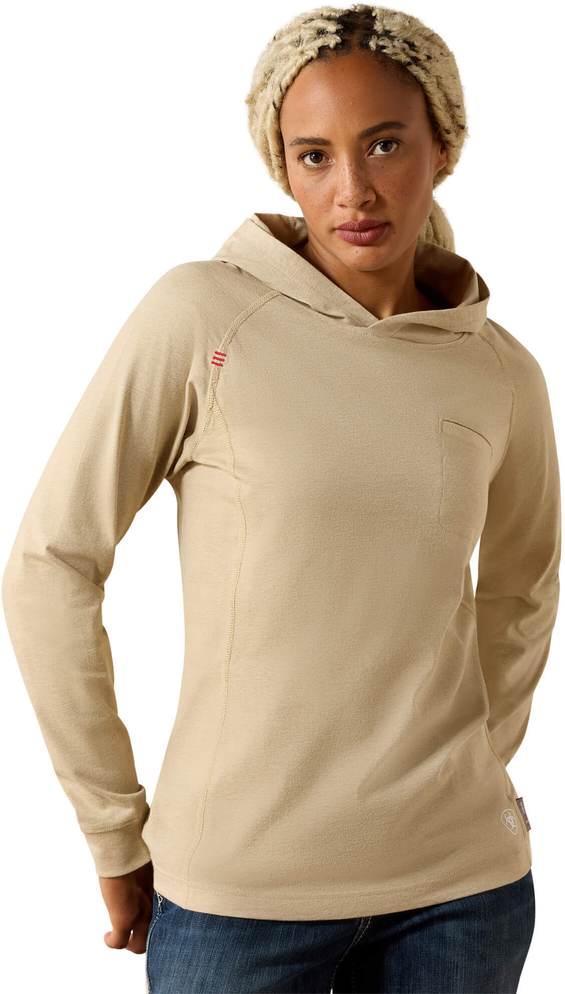 Women's Flame-Resistant Air Hooded Top in Sand Heather, Size: Large by Ariat