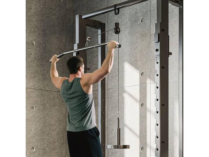 SPORTNOW Machine à Poulies Home Gym avec Fixation Poids Universels