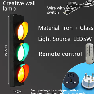 Inspire Curations Retro Industrial Traffic Light LED Wall Lamp black 110v 230v