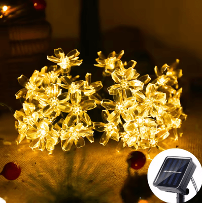 Inspire Picks Solar Sakura Cherry Blossom String Lights Outdoor Fairy Garden Decor warm 5m 20leds
