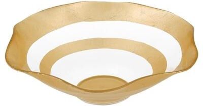 Badash Crystal Product "The Wave - Authentic Gold Leaf Decorated Glass 8""Bowl"