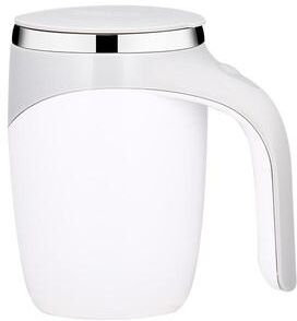 United Self Stirring Coffee Mug Stainless Steel Automatic Coffee Mixing Cup white